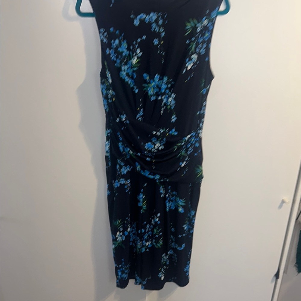 Tahari Black Dress with Blue Floral Design - Picture 2 of 2